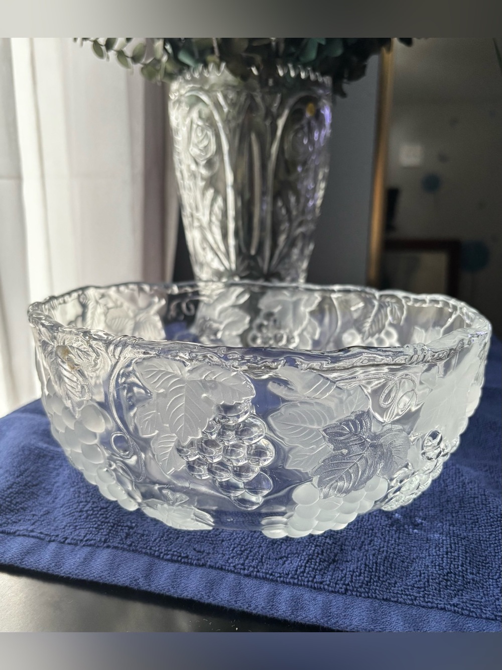 Vintage Mikasa Walther Glas Carmen Crystal Grape Serving Bowl W. Germany